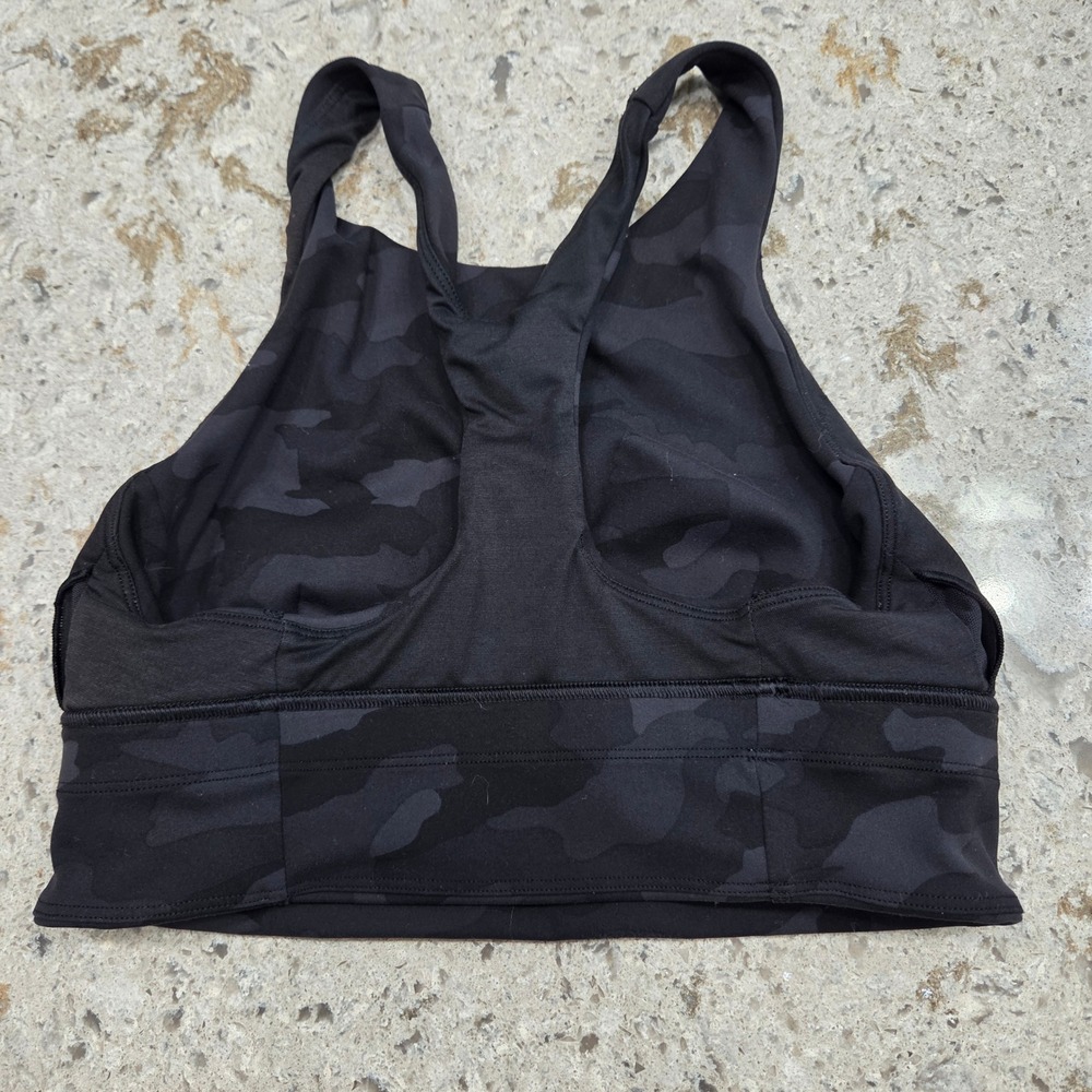 Lululemon Camo High‎ Neck Energy Bra Light Support Workout Top Size 6 - Picture 4 of 5